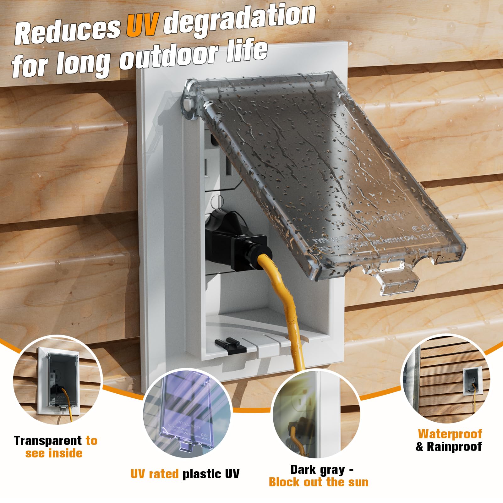 DBVS1C-1 Boîte de prises électriques à profil bas – Kit de plaque murale pour revêtement en vinyle – Lot fermé résistant aux intempéries avec couvercles de style duplex et décorateur, 1 bande