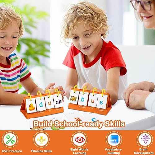 Miniatura 7 de CVC, CVCC y CCVC Word Builder Games, Phonics Flash Cards Sight Words Games for Kindergarten Classroom, preescolar Phonics Manipulatives Actividad de