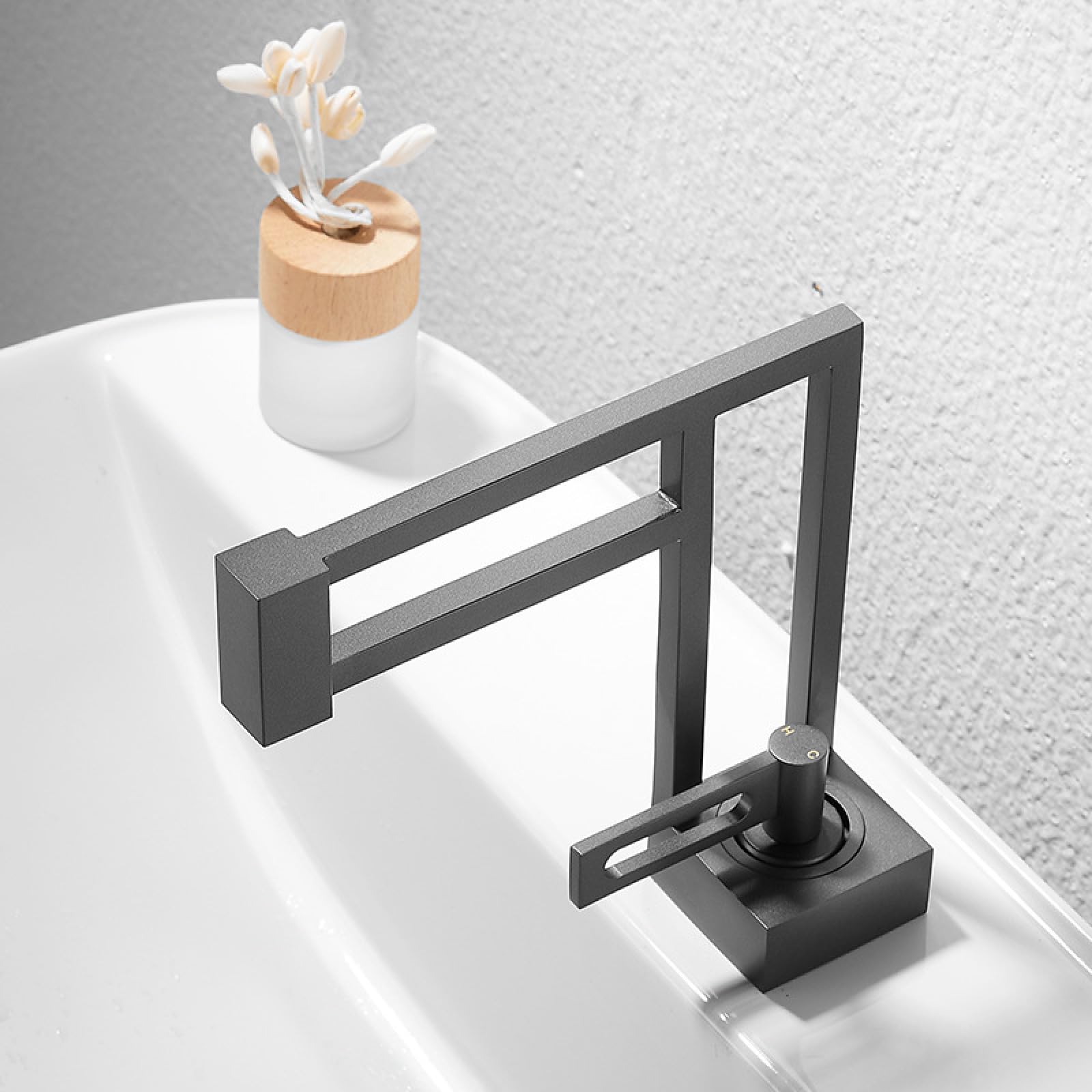Grifos de agua fría y caliente ahuecados para baño de cobre
