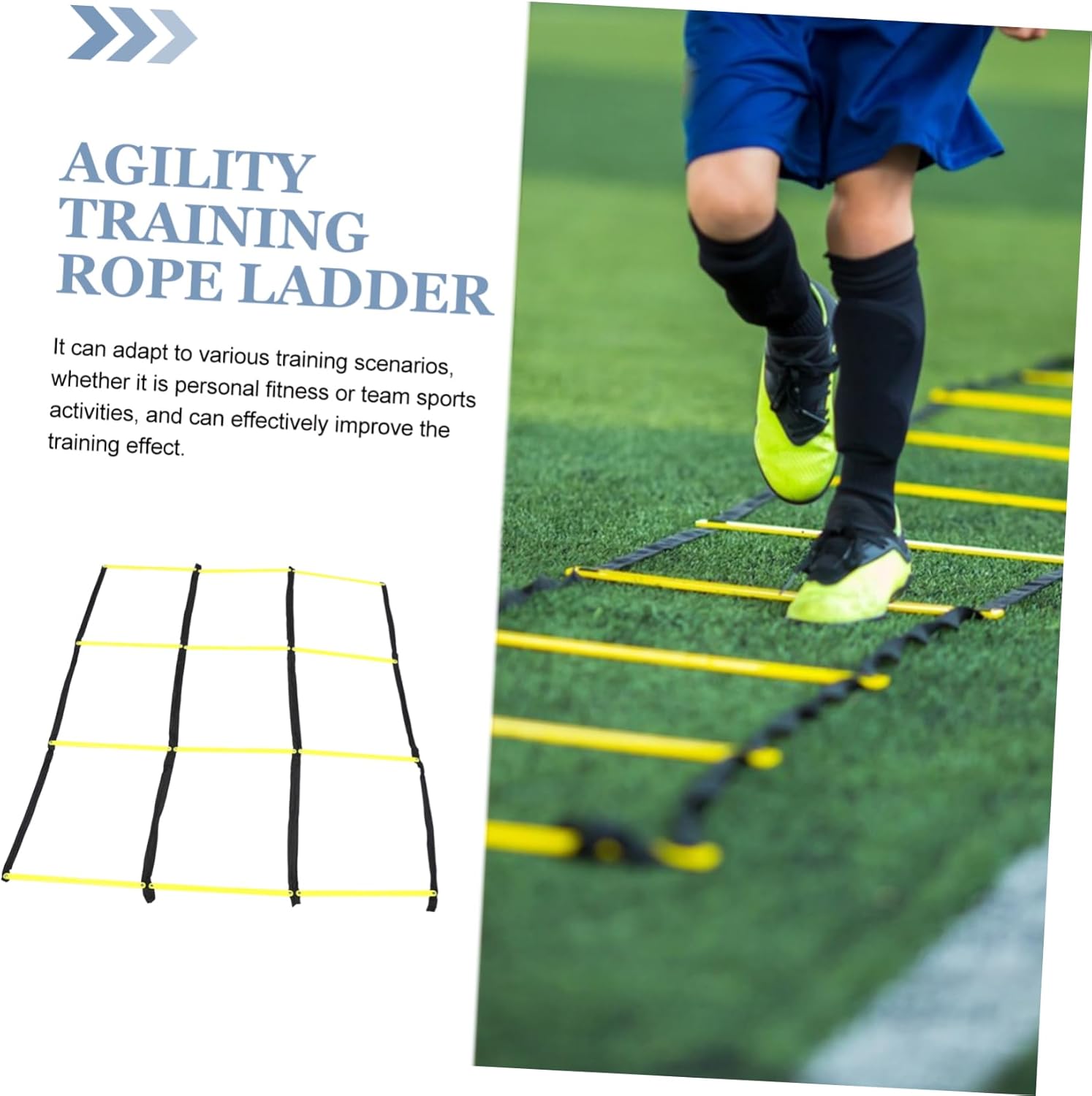 Abaodam Foldable Agility Ladder Training Pad for Football Soccer Multifunctional Rope Ladder for Footwork Speed Drills and Sports Exercises Portable and Lightweight Go Training