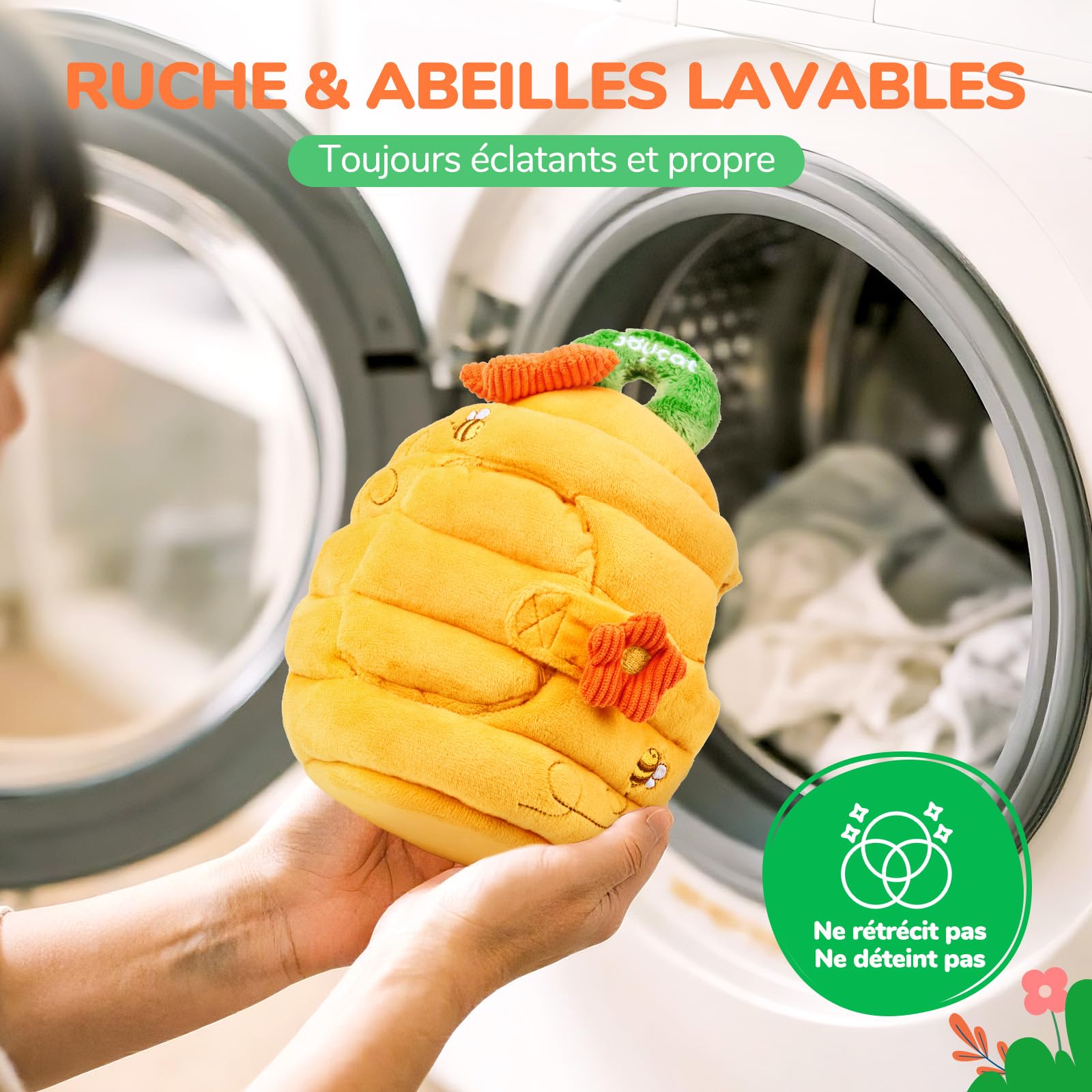JoyCat Jouet Bebe 6-12 Mois, Ruche avec 5 Abeilles en Peluche, Jouet Montessori avec Hochets, Miroirs, Jeux Sensoriel Bebe 6 Mois, Cadeau Bebe Enfant 1 an Garçon Fille