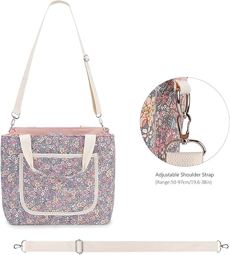 Miniatura 4 de Lmbabter Bolsa organizadora de pañales para bebé, organizador floral para mamá, contenedor de almacenamiento para pañales para mujeres