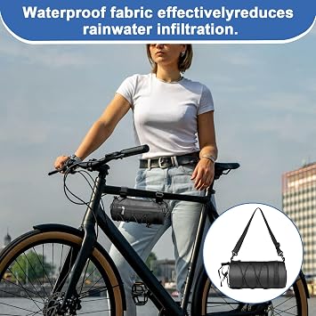 Handlebar Bag, Bike Handlebar Bag with Shoulder Strap, Suitable for Front, Top Tube, Suspension, Rear Bags of Road and Mountain Bikes, Professional Cycling Accessories-Full Black