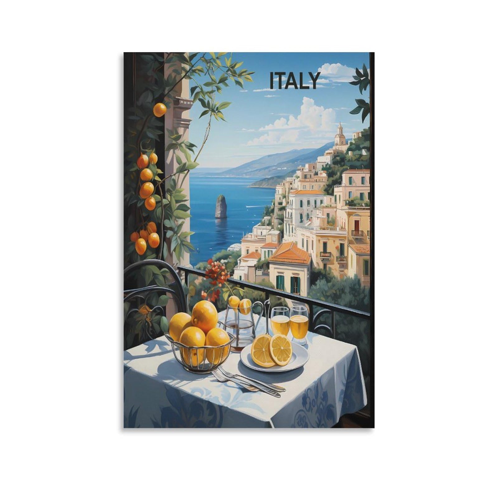 HSAYYIII Italy Vintage Travel Posters 08x12inch(20x30cm) Canvas Art Poster And Wall Art Picture Print Bedroom Decor