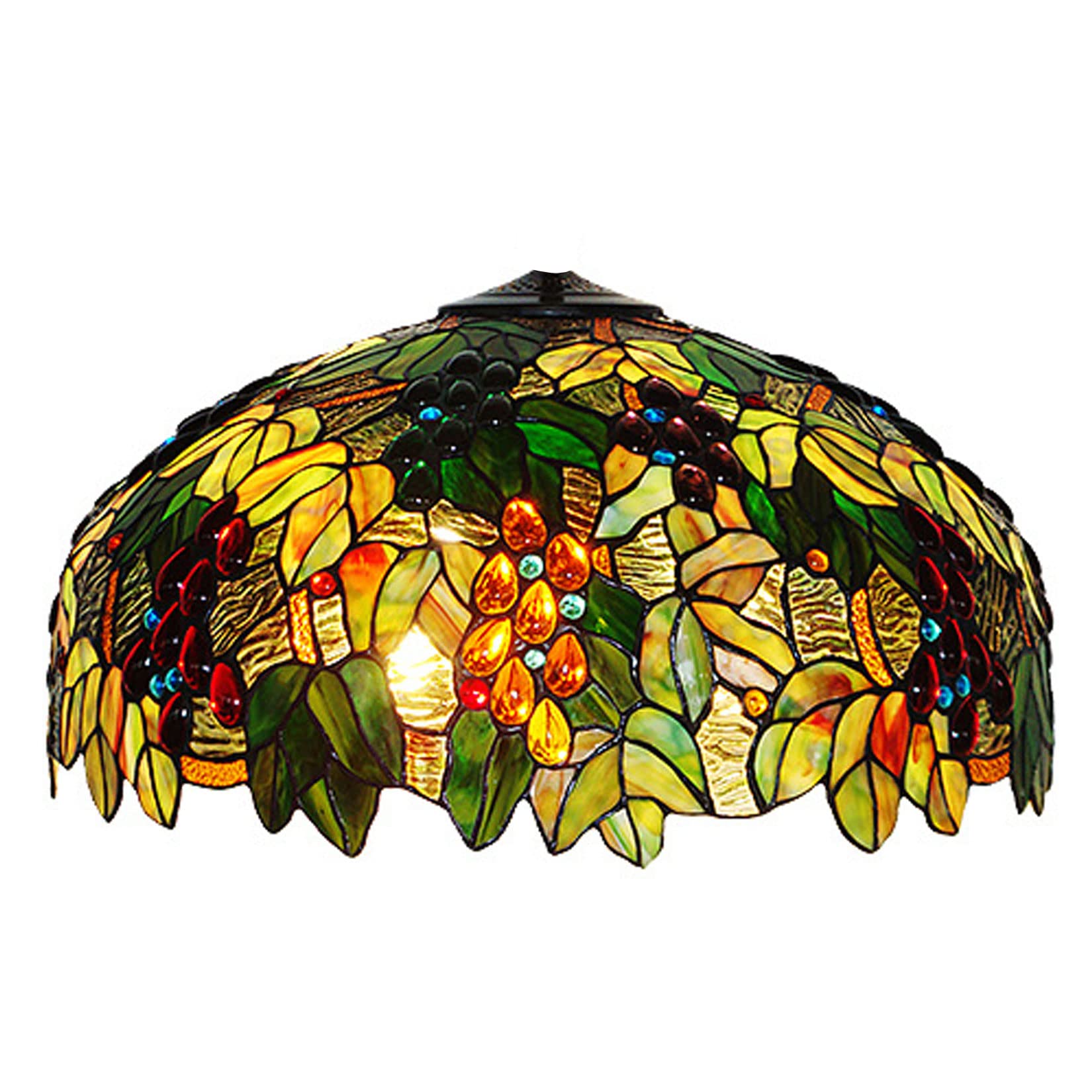 SaryEdge Tiffany Stained Glass Replacement Lamp Shade 20 Inch Wide Victorian Vintage Lampshade, Only Lampshade, Exclude Accessories for Table Lamp, Floor Lamp, Pendant Light, Ceiling L，Grape