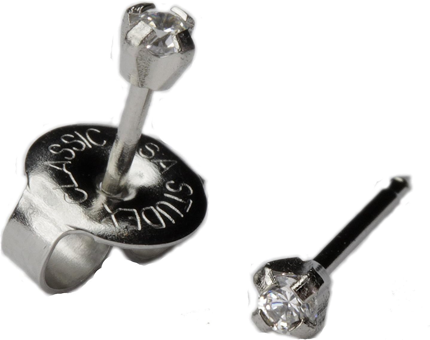 Ear Piercing Earrings Silver Stainless Mini 2mm Clear CZ Studs Studex System 75 Hypoallergenic by Studex 7532-0100-23