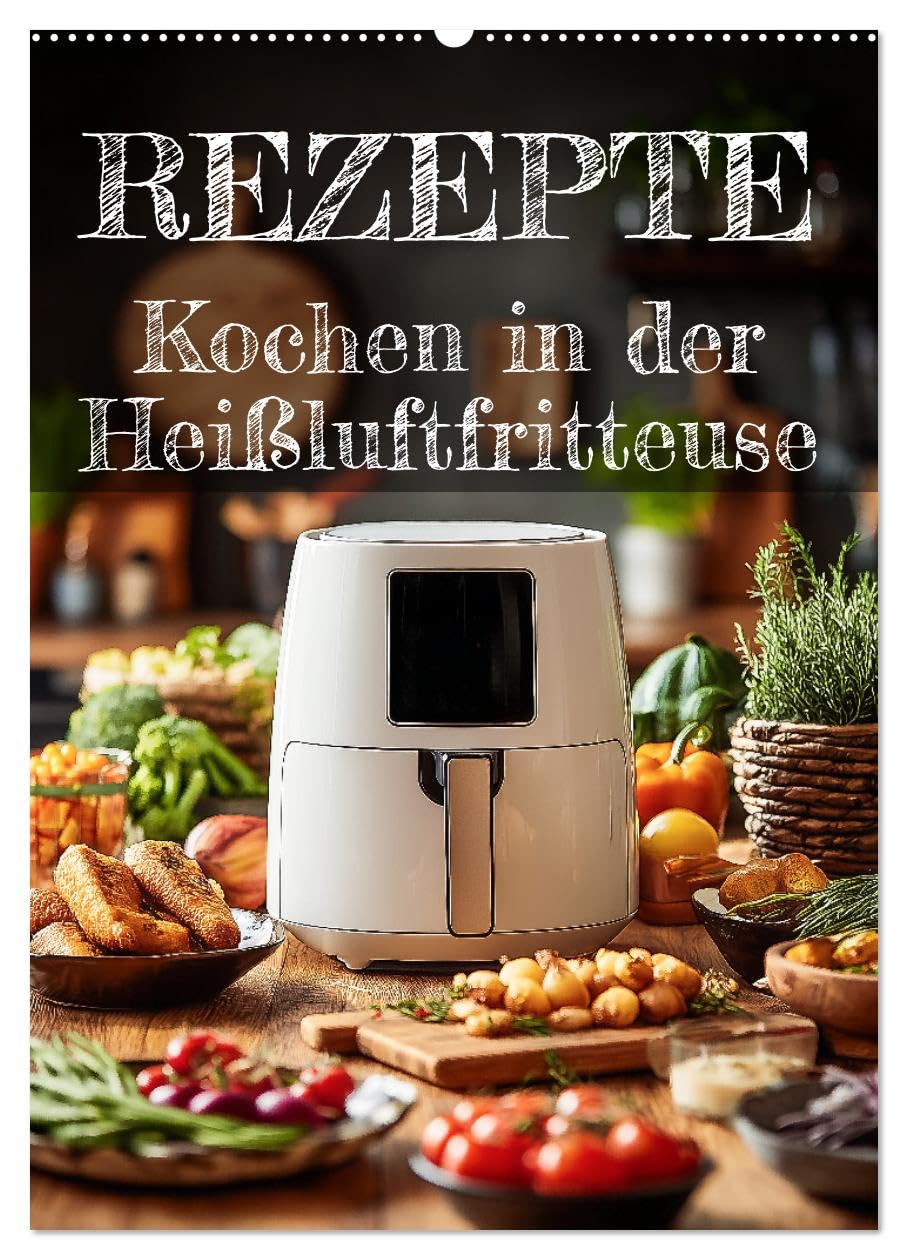 REZEPTE - Kochen in der Heißluftfritteuse (Wandkalender 2026 DIN A2 hoch), CALVENDO Monatskalender: Kalender mit Heißluftfritteuse-Rezepten: Schnell ... ein kleines Kochbuch. (CALVENDO Lifestyle)