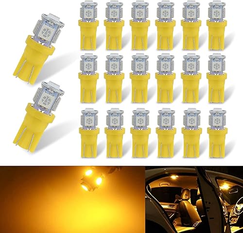 QODOLSI 20 bombillas LED, T10 5050 5-SMD 5W5 luces LED para matrícula, bombillas de repuesto para luces de mapa, cúpula de automóvil, luces de ancho