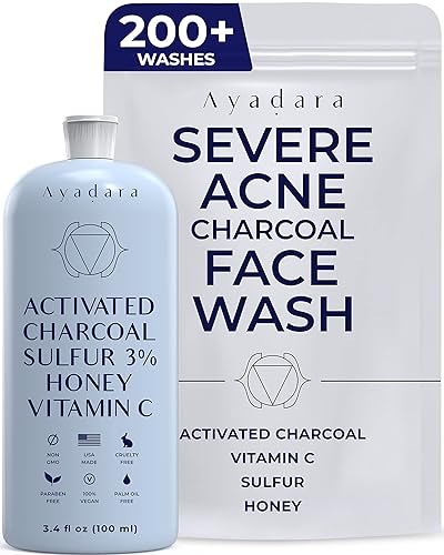 Ayadara Lavado facial de carbón de acné quítico hormonal y severo  Previene futuros brotes poros inflamados y manchas oscuras  Limpiador facial de