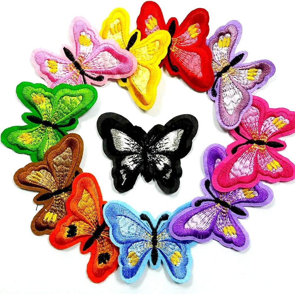 Soleebee 11 Pcs Mixed Iron-on or Sew-on Patches Applique Accessories Hand Embroidered Patches Set for DIY Clothes, Jeans, Bag, Shoes (Butterfly)