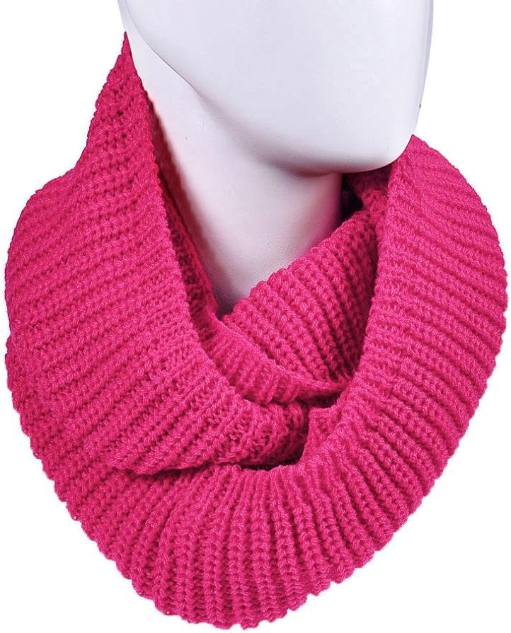 Ismell Women's Winter Warm Elegant Infinity Knit Cowl Neck Long Scarf Shawl (Hot pink)