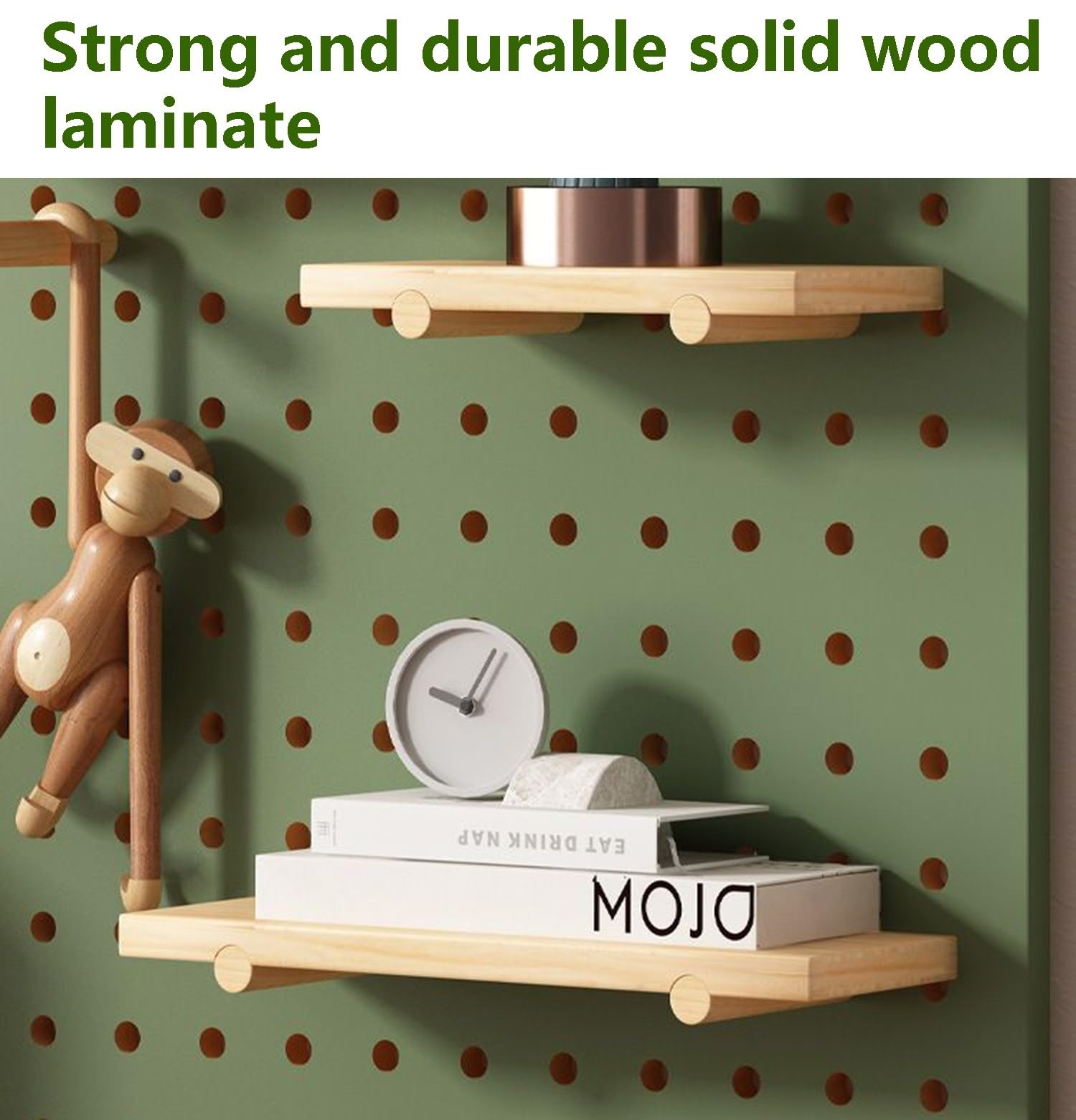 Steckbrett Display Stand, Wand-Organizer-Pegboard, Holz-Pegboard-Organizer-Kit, Peg Board-Kombinations-Kit, Pegboard-Wandhalterung, Wohnzimmer Küche Werkzeug-Aufbewahrungsregal C,W120×H60cm