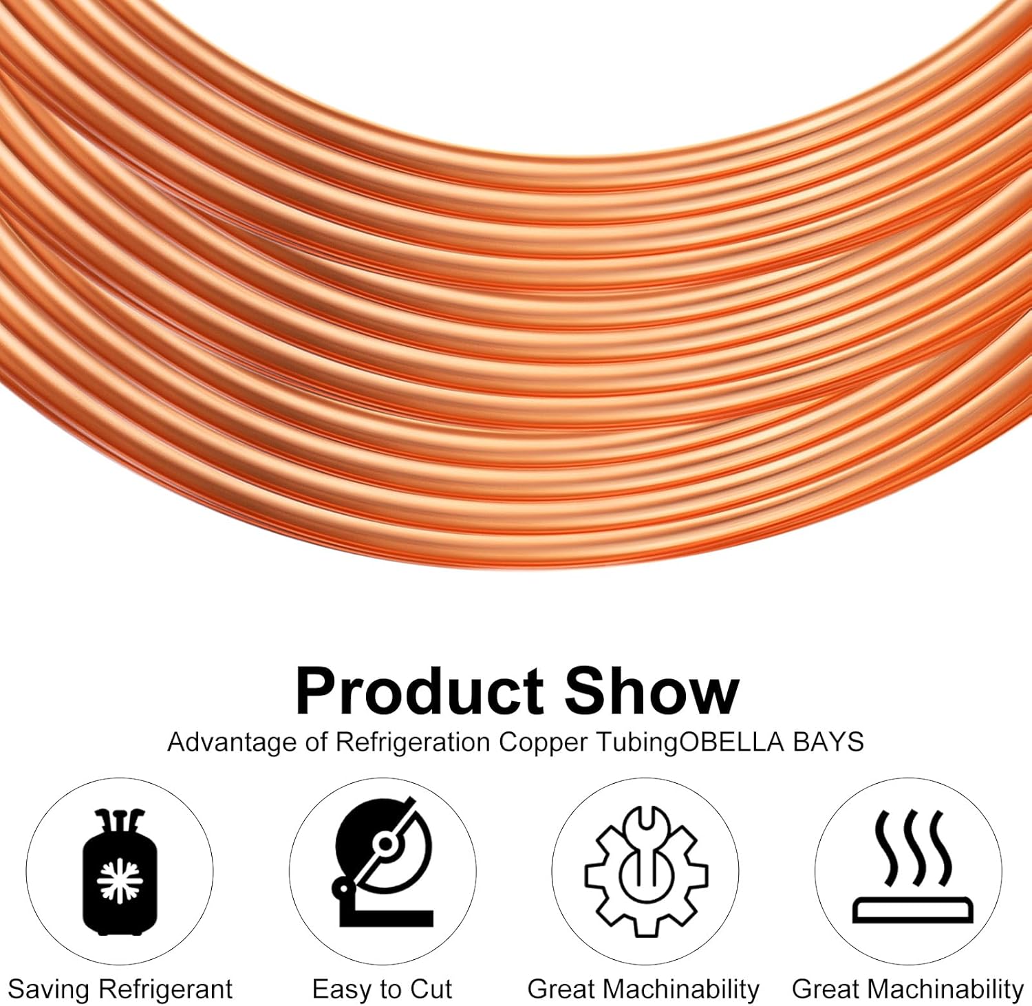 Yaocom Copper Tube 1/2" OD x 7/16" ID x 10 Ft Refrigeration Copper Tubing T2 Copper Tube Soft Coil Copper Tubing for Air Conditioners, DIY Projects, Refrigerators, Industry