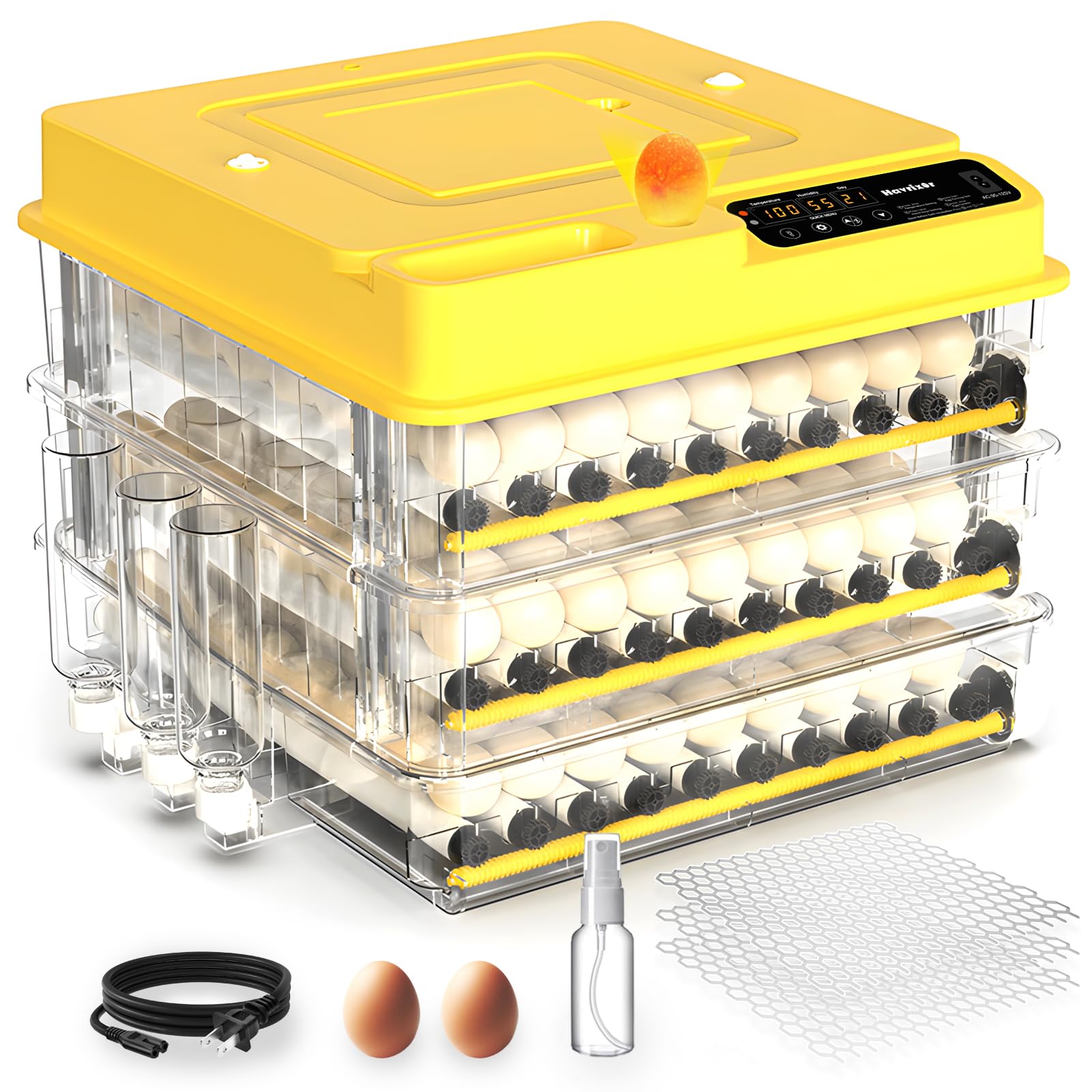 - 216 Egg Incubator for Hatching Eggs with Fully Automatic Egg Turning, Humidity Control by Bottles, Incubators for Chicken, Ducks, Quail, and Other Poultry Eggs, 360° View with Clear Window