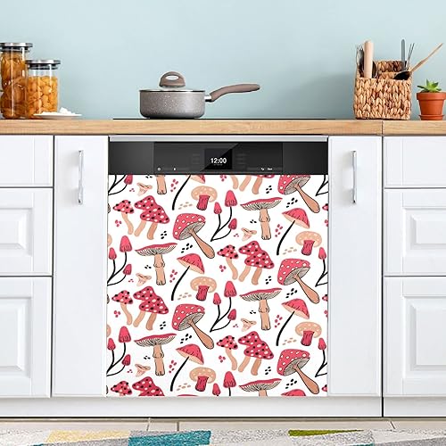 Miniatura 5 de Cubierta magnética decorativa para lavavajillas, diseño de hongo lindo rojo