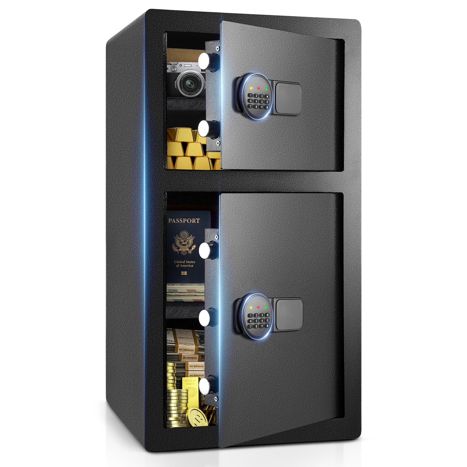 6.8 Cu ft Large Safe Box Fire-Resistant, Dual Door Home Safe with Digital Keypad and Deposit Slot & Alarm System, Money Safe With Mute Function and LED Light, Safe for Money Valuable