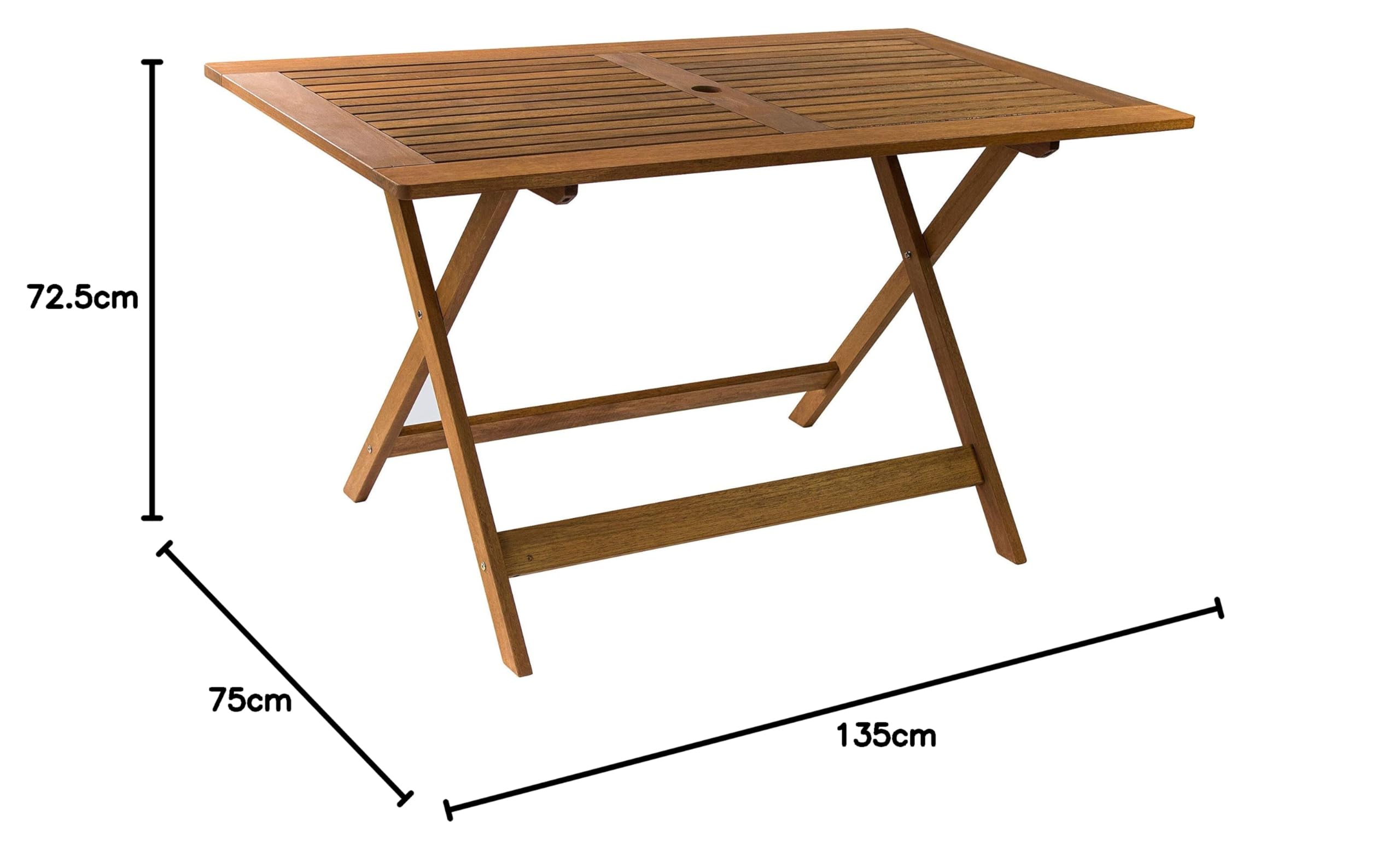 AVANTI TRENDSTORE Malvi Tavolo da giardino legno massiccio LAP 135x72,5x75 cm
