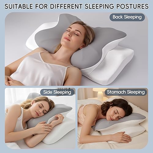 Miniatura 8 de Almohada cervical para el cuello, almohada ergonómica para dormir de lado para aliviar el dolor, almohada refrescante para dormir, cuello y hombro,
