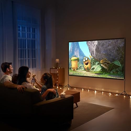 Miniatura 6 de Pantalla de proyector con soporte de 100 pulgadas, 169 4K HD Pantalla de proyector portátil para interiores y exteriores, pantalla de película