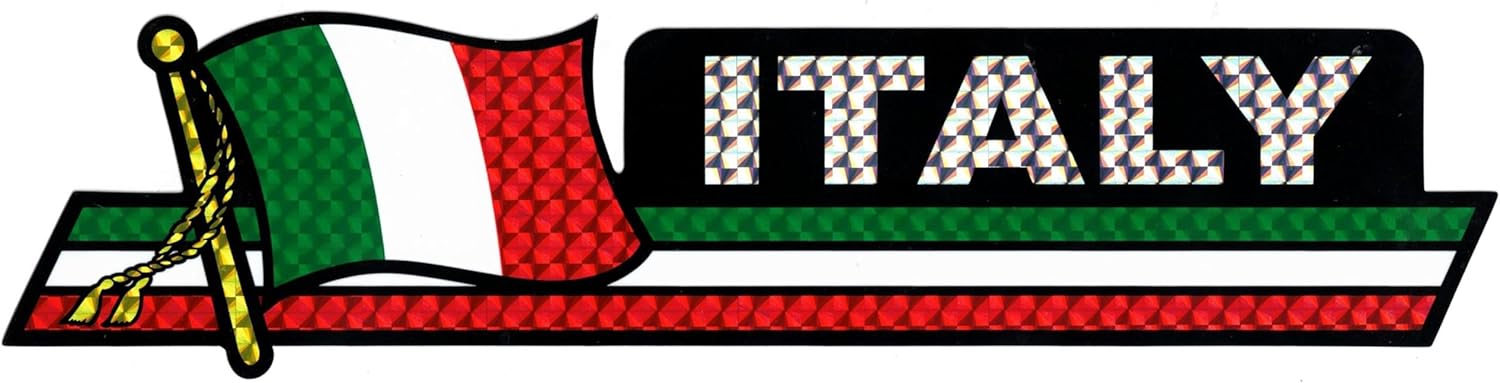 Pack of 24 Italy Flag 3"x12" Reflective Decal Bumper Sticker DCX-117