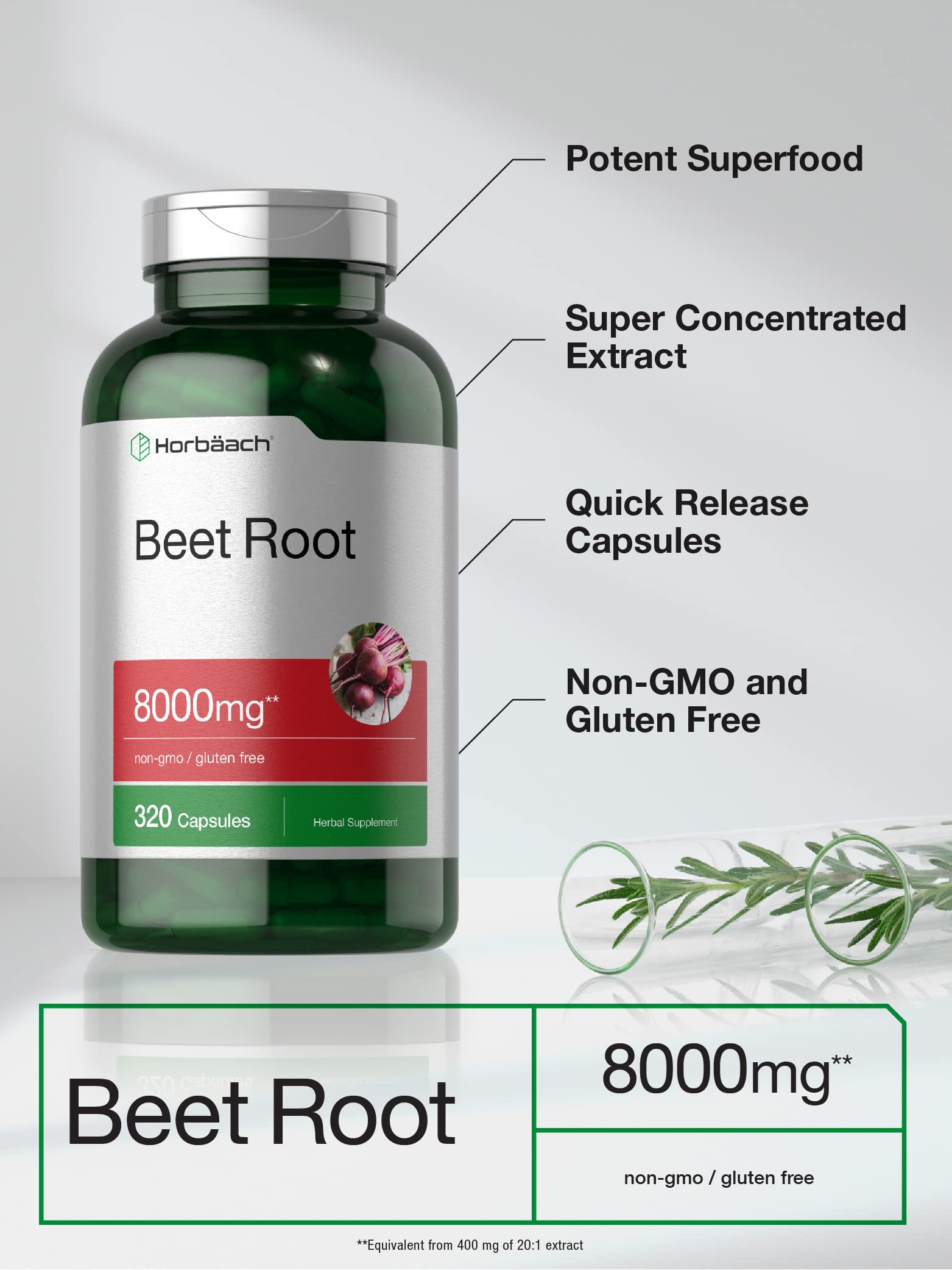 Beet Root Powder Capsules 8000mg 320 Count NonGMO and Gluten Free Formula High Potency