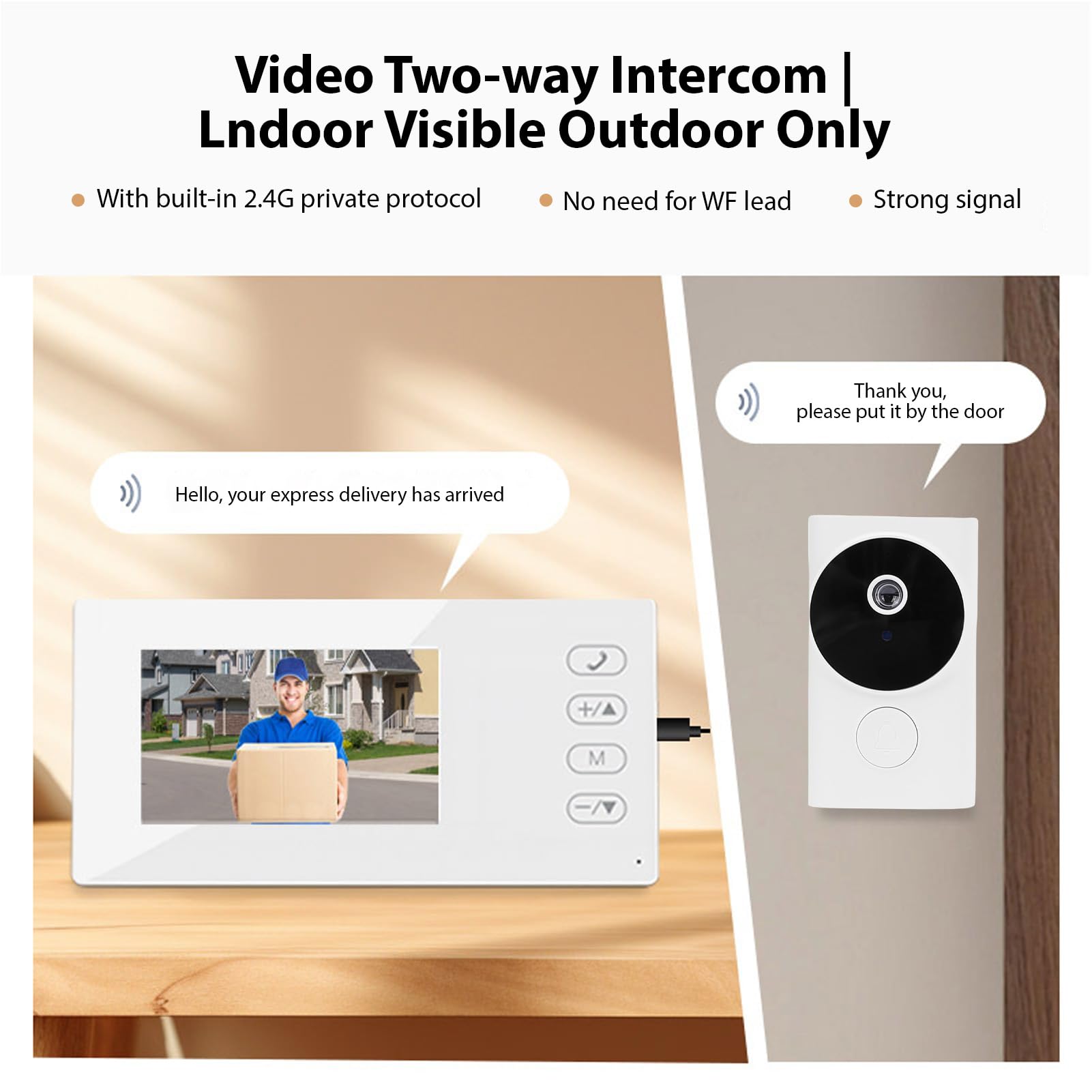 Yinhing Timbre con vídeo inalámbrico HD 720p, Pantalla táctil LCD 4,5 Pulgadas, visión Nocturna, ángulo 140°, bidireccional, Resistente IP55, Ideal para Villa