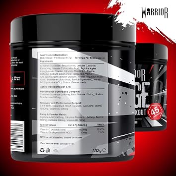 Warrior Rage Pre Workout Powder 392g High Strength Energy Supplement | Pre Workout Powder, 45 Servings, 300mg Caffeine, Beta-Alanine, Creatine & BCAA, Energy & Focus, On-the-Go (Savage Strawberry)