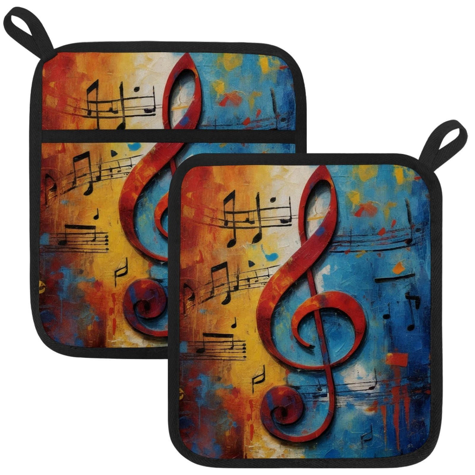 VAPOKF Musical Pot Holder, Heat Resistant Oven Cloths, Potholders & Oven Gloves, for Kitchen Cooking & Baking, Thick & Safe, Protection of Hands From Hot Utensils