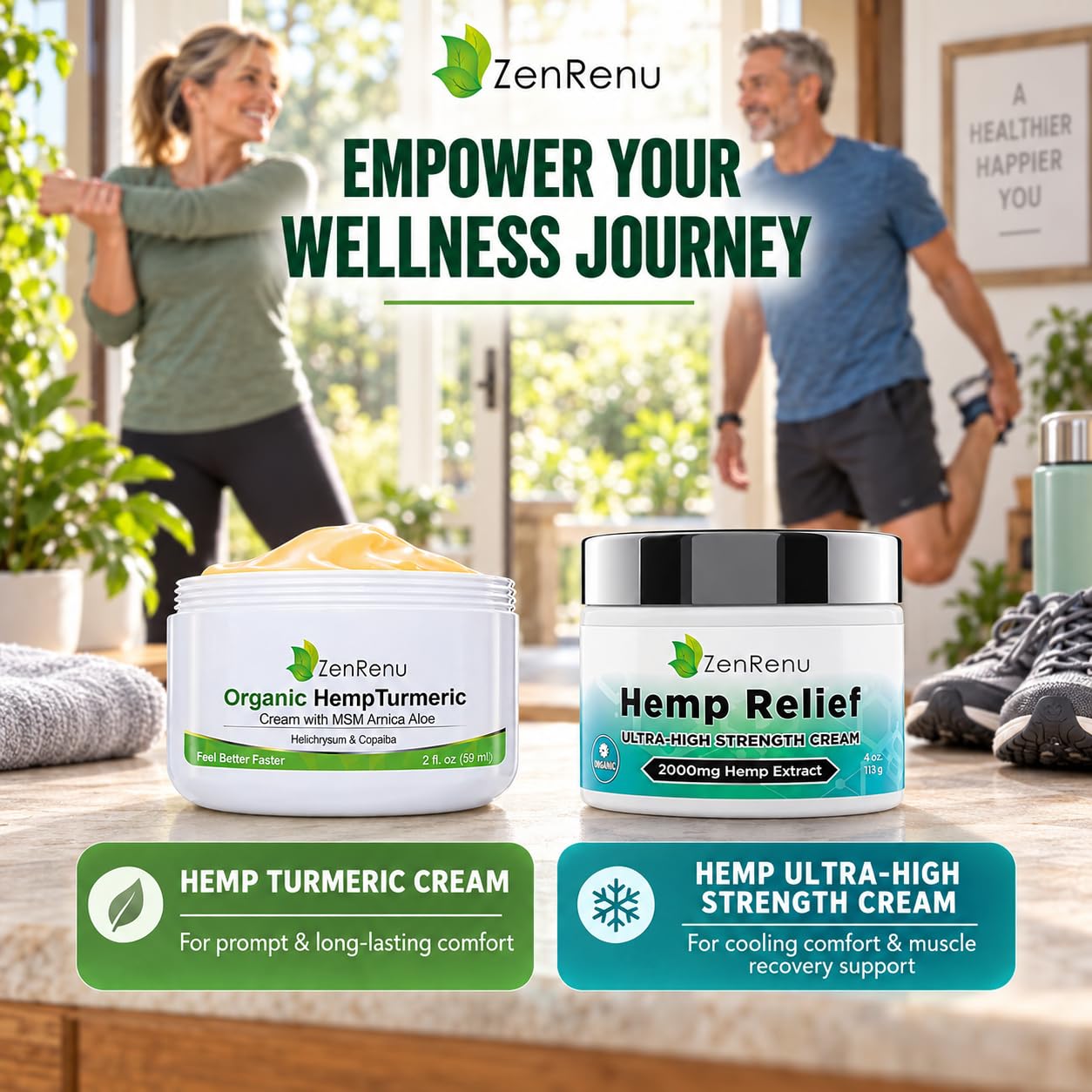 Hemp Joint & Muscle Relief Cream with Turmeric, Arnica, MSM, Hemp Oil & 7 Essential Oils - Non-Greasy & Soothing Formula for Back, Neck, Elbows, Knees, & Hip - ZenRenu, 2 oz — Amazon image 7