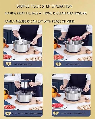 Miniatura 8 de Picadora de Carne Eléctrica de 5L, Máquina de Masa de Acero Inoxidable, Potente Máquina de Procesamiento de Alimentos de 500w, Modo de 5