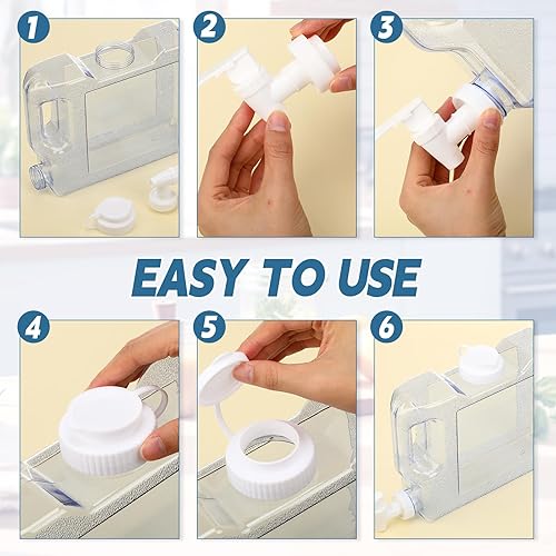 Miniatura 5 de Paquete de 2 botellas dispensadoras de agua para nevera de 0.8 galones con espita a prueba de fugas y mango práctico, dispensador de bebidas de