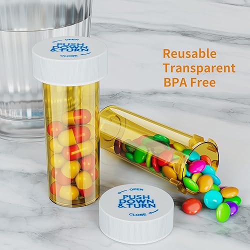 Miniatura 5 de Paquete de 12 botellas de plástico para píldoras vacías con tapas a prueba de niños, contenedor portátil de medicamentos recetados, vial