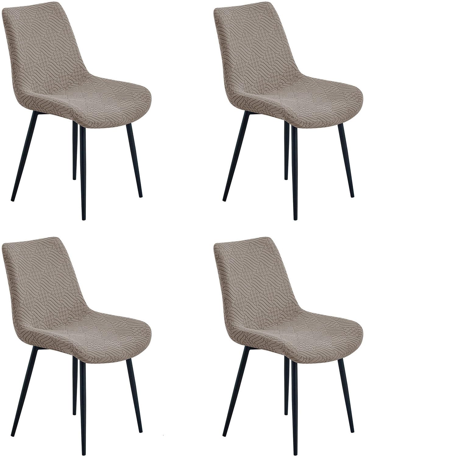 YOPOIY Shell Chair Covers Stretch Curved Back Dining Chair Slipcovers (Khaki,4 PCS)