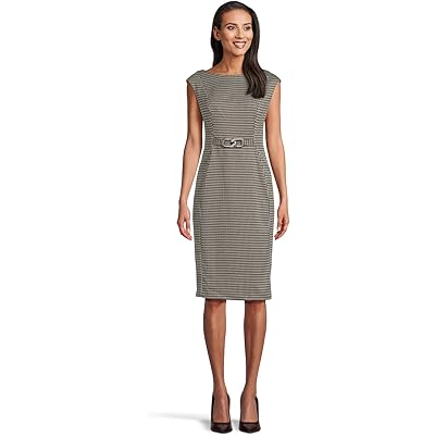 Платье Calvin Klein Cap Sleeve Ponte Belted Sheath