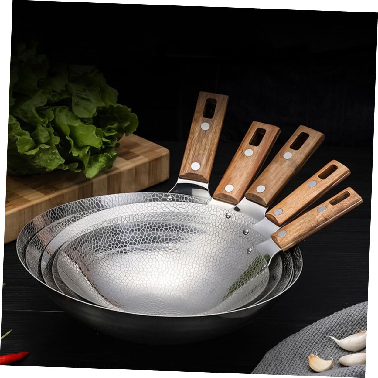 Ipetboom Edelstahl Wokpfanne Für Herd Und Zuhause Wok Mit Griffen Für Braten Dämpfen Und Kochen Leicht Zu Reinigen Und Vielseitig Einsetzbar