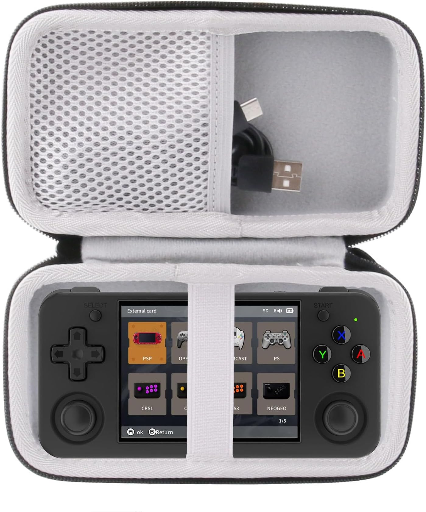 WERJIA Hard Carrying Case for RG35XX H /RG351MP/RG350M/ RG350P Handheld Retro Game Storage Suitcase (black)