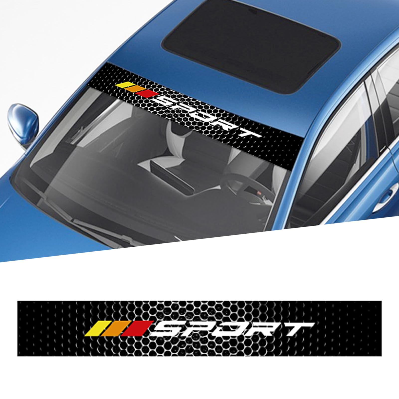 ONEMAJI Car Windscreen Sunstrip for Abarth 500e Cabriolet 2023 2024 2025 2026, Front Windshield Sun Visor Decal Strip Automotive Sun Shade Protective Window Film Sticker,A