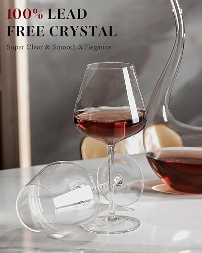 Miniatura 6 de Juego de 4 copas de vino tinto de 32 onzas, copas de vino extra grandes con tallo largo, copas de vino tinto sopladas a mano, más claras, gruesas,