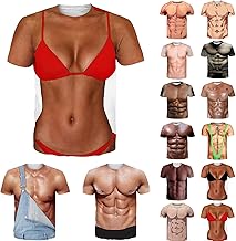 Dasongff T-Shirts Musclés 3D pour Hommes Déguisement Imprimé avec des Abdos Original T-Shirt Manche Courte Unisexe Motif Muscle 3D Imprimé Décontracté Tops Graphic Tees
