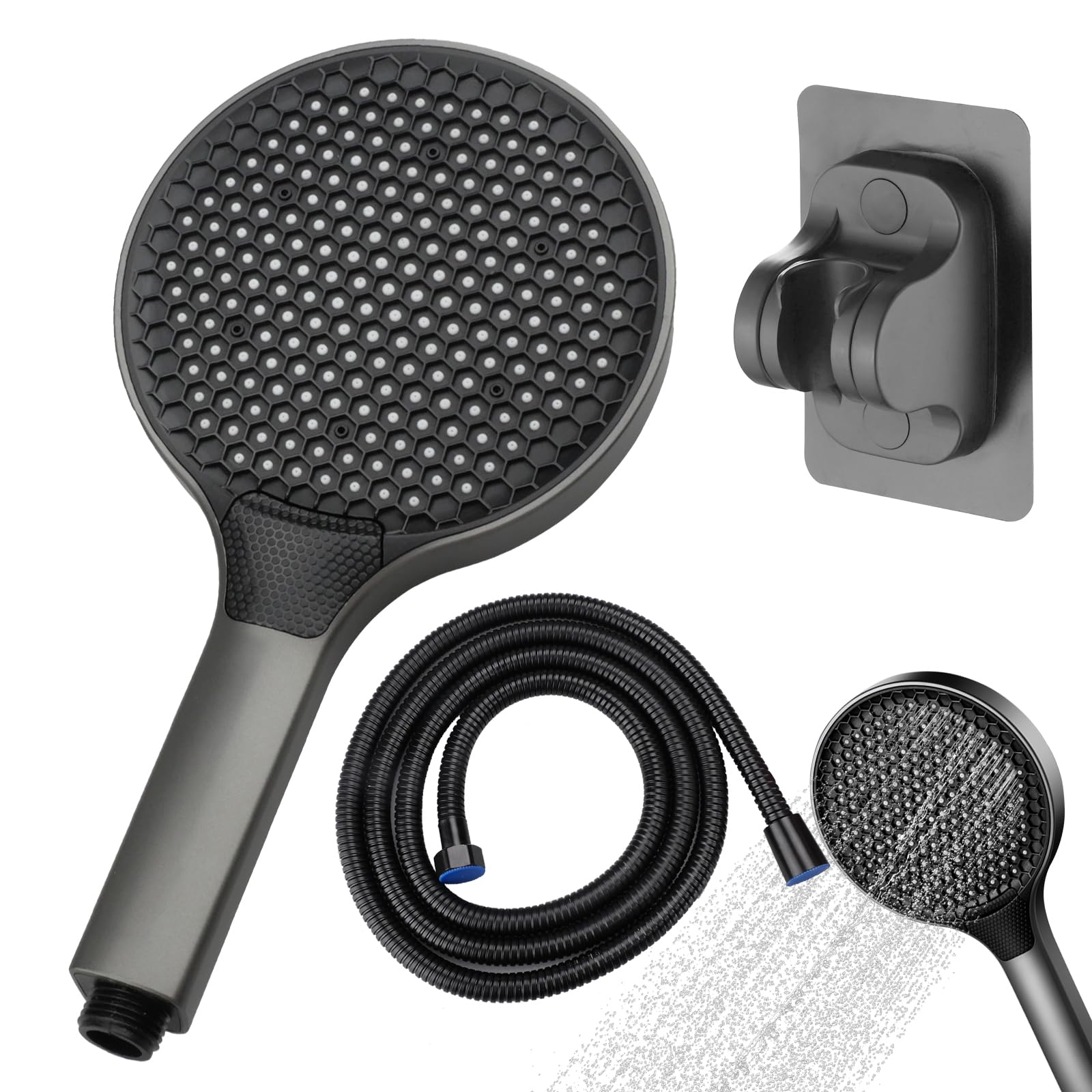 Pommeau de douche haute pression 150mm chromé avec tuyau 1.5m