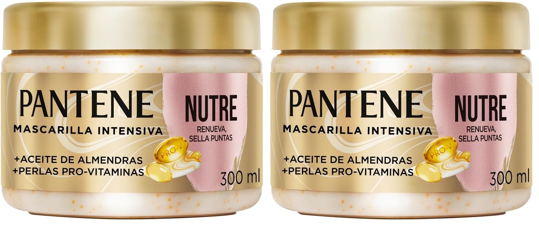 Imagen del producto: Pantene Mascarilla para cabello Nutre, Renueva y Sella Puntas con Aceite de Almendras 300 ml (Paquete de 2)