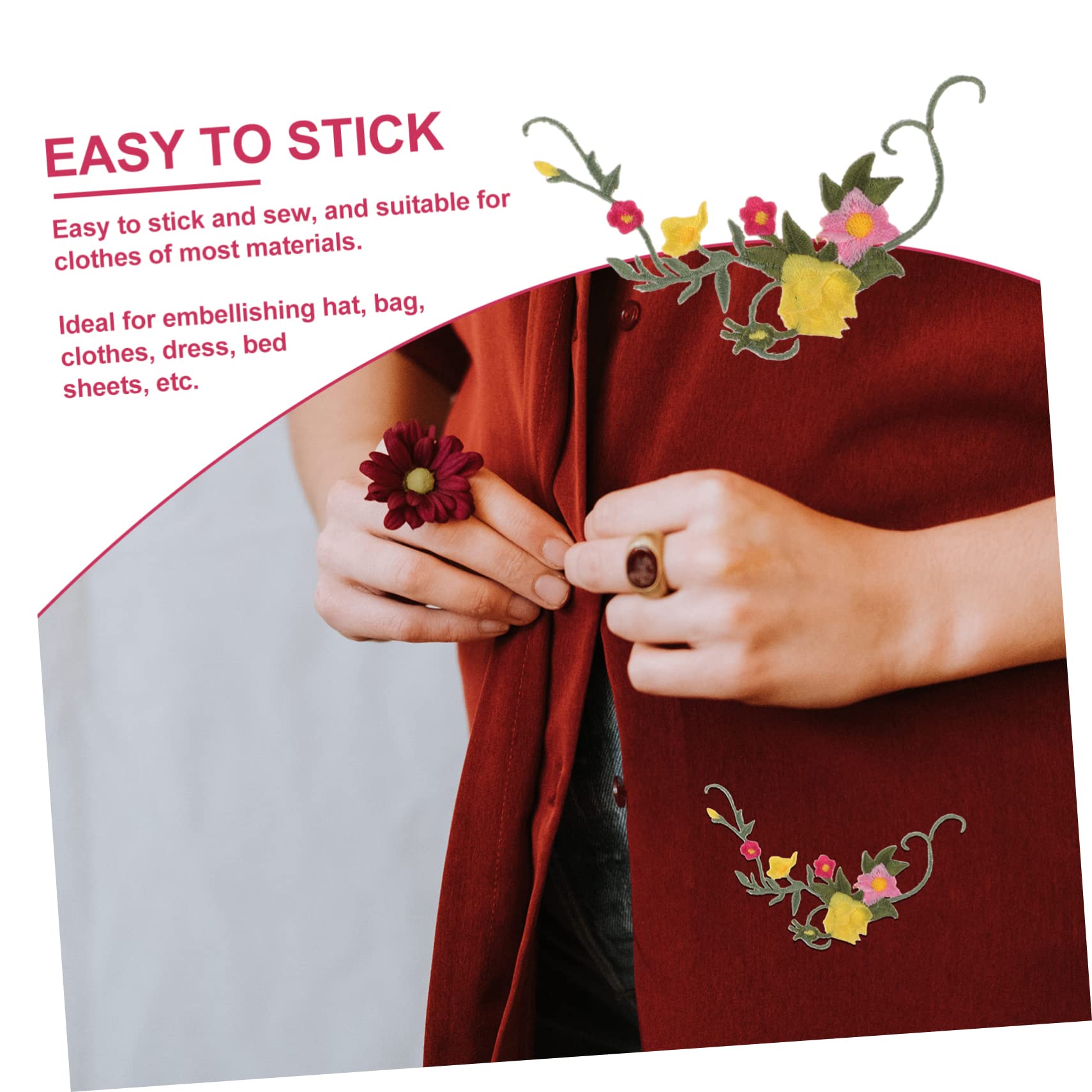 NUOBESTY 24pezzi Toppe Ricamate Floreali Adesive Per Cucito Applicazioni Decorativi Per Abbigliamento e Fai Da Te Per Magliette Cuscini e Tessuti Vari