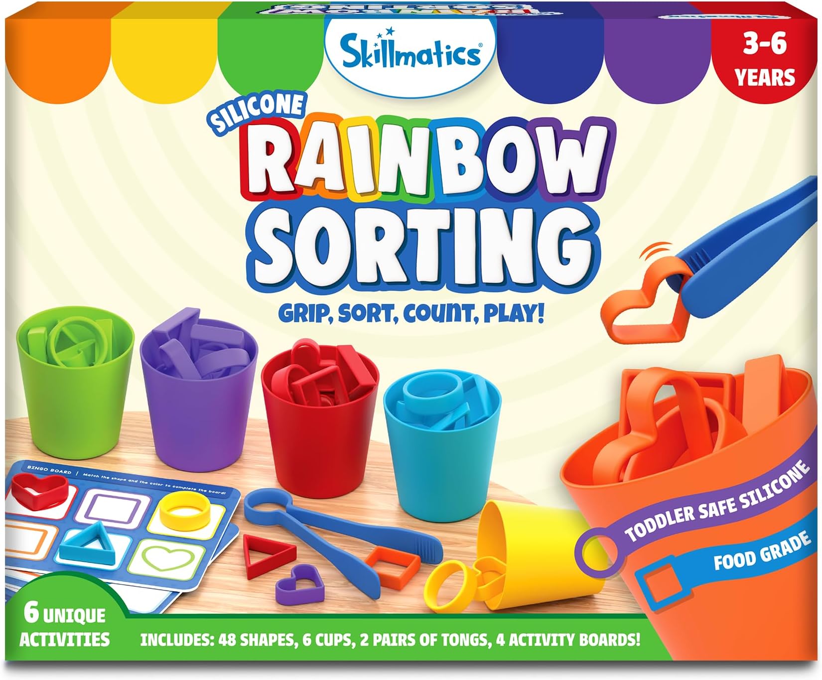 Skillmatics Silicone Rainbow Sorting Board Game - Learning & Educational Toy, Sorting, Counting & Sequencing Skills, Gift for Toddlers & Preschoolers Ages 3, 4, 5, 6