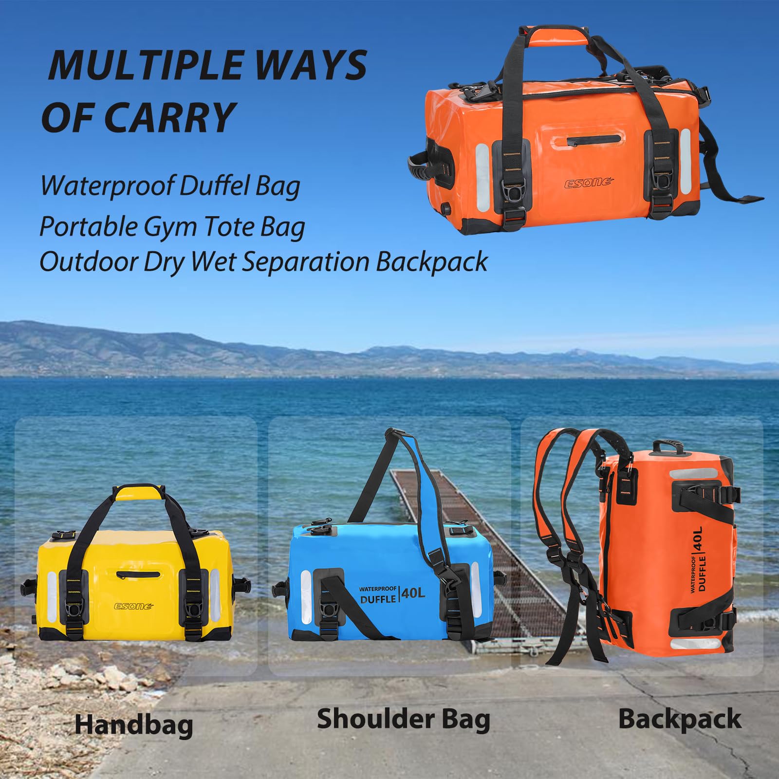 ESONE Dry Bags Waterproof Backpack for Men/Women Dry Bags for Kayaking Waterproof Backpack for Travel Dry Bag Backpack Waterproof Duffel Bag Applicable Boating Camping Paddle Board Surfing?40L?