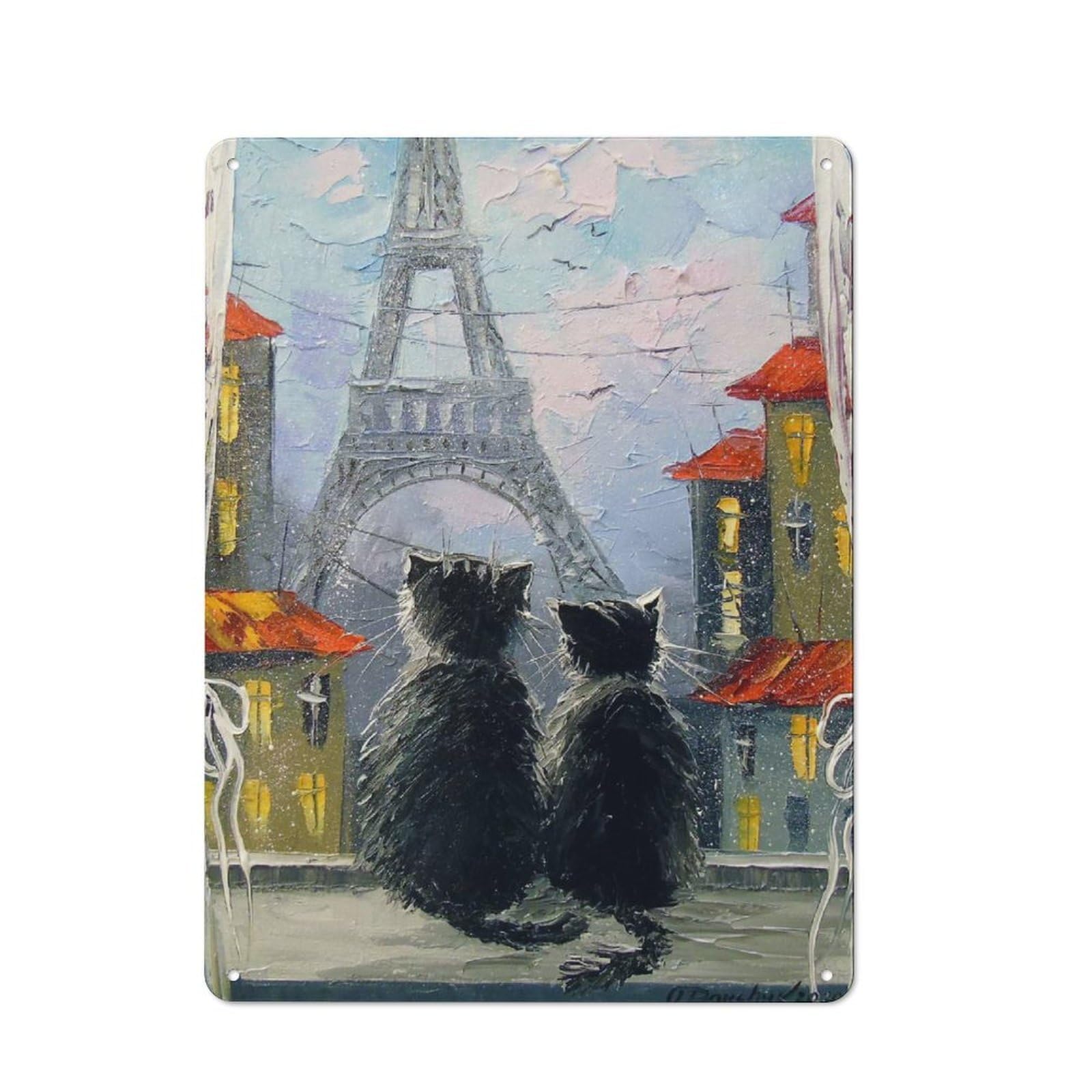 Junmoney Parisians Friendly Cafe Metal Sign 40X30cm, Cafe Wall Decor For Tea Room, Shop Wall Or Breakfast Area