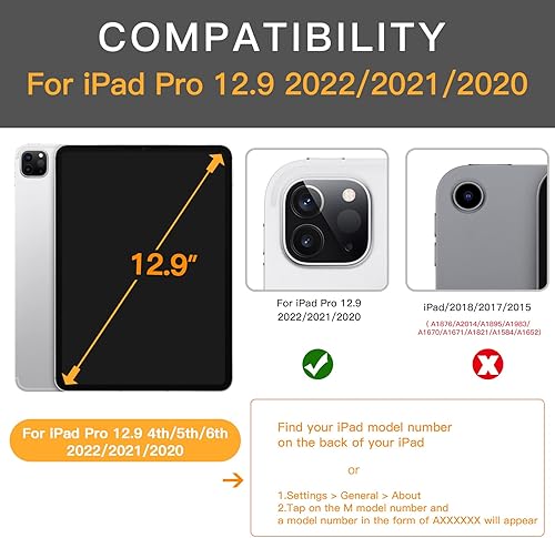 Miniatura 2 de ZtotopCases Funda para iPad Pro de 12.9 65433 generación 2022202120202018, funda de piel sintética de alta calidad, encendido y apagado automático,