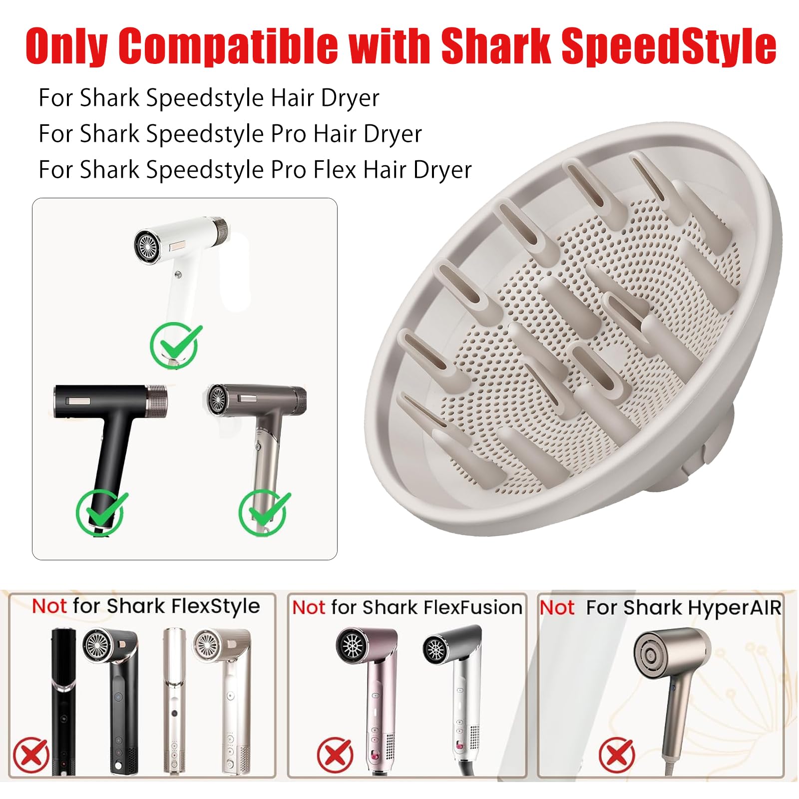 Diffuseur de sèche-cheveux pour Shark SpeedStyle/SpeedStyle Pro HD332 HD731 HD301 HD542 HD732 HD331, SpeedStyle