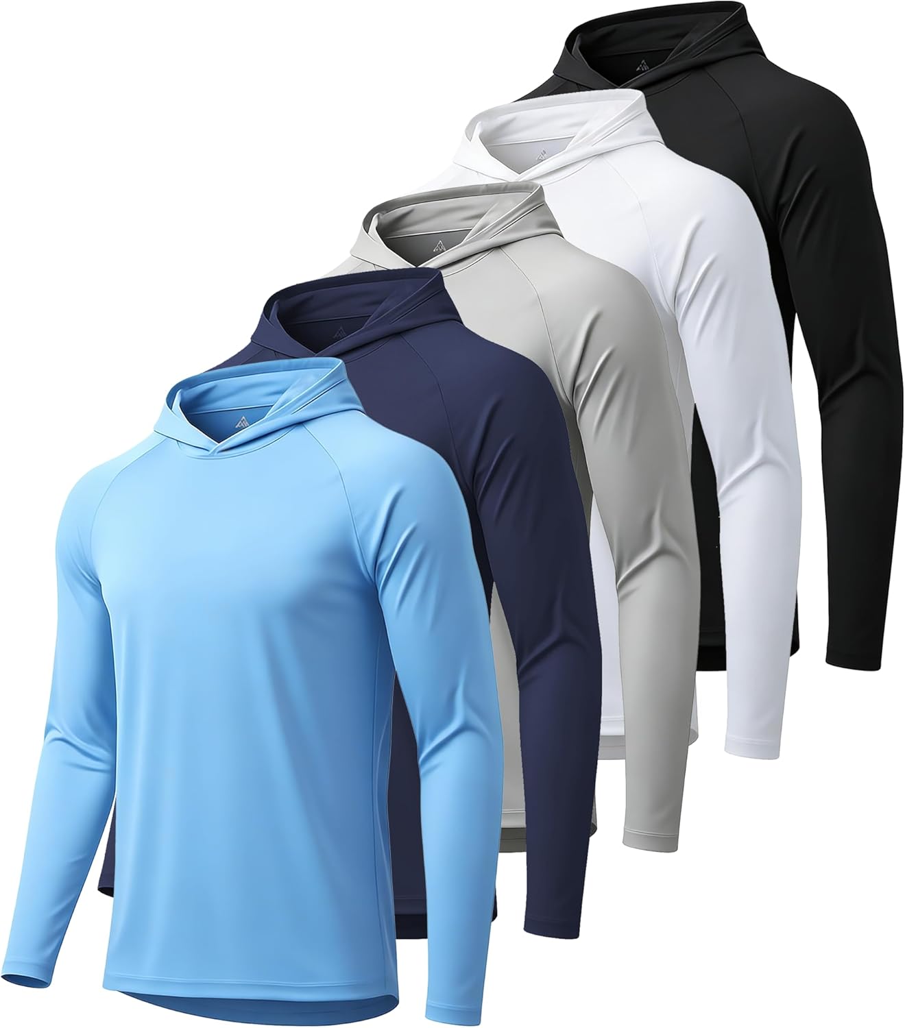 5 Pack Mens UPF 50+ Sun Protection Hoodie Long Sleeve UV SPF Fishing Shirts Lightweight Running Rash Guard Sun Shirt
