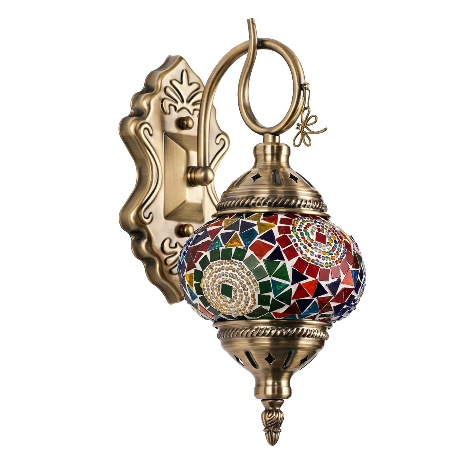 Yjmgrowing Turkish Mosaic Glass Wall Lamp Handcrafted Moroccan Wall Sconces
