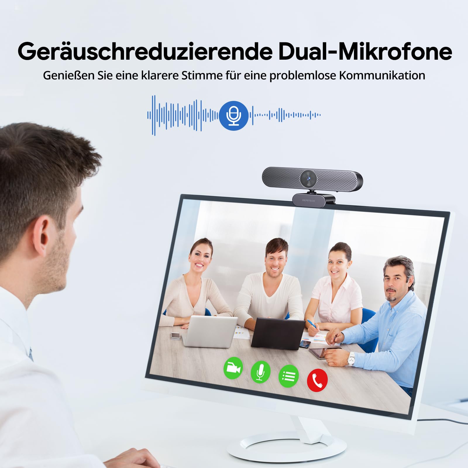 DEPSTECH DW50 Pro Webcam 4K, Ultra HD mit Mikrofon, 3-facher Zoom, 1/2.55 Sony Sensor, Duale Mics mit Geräuschunterdrückung, Fernbedienung, Autofokus Streaming Kamera für PC Laptop Mac, Teams